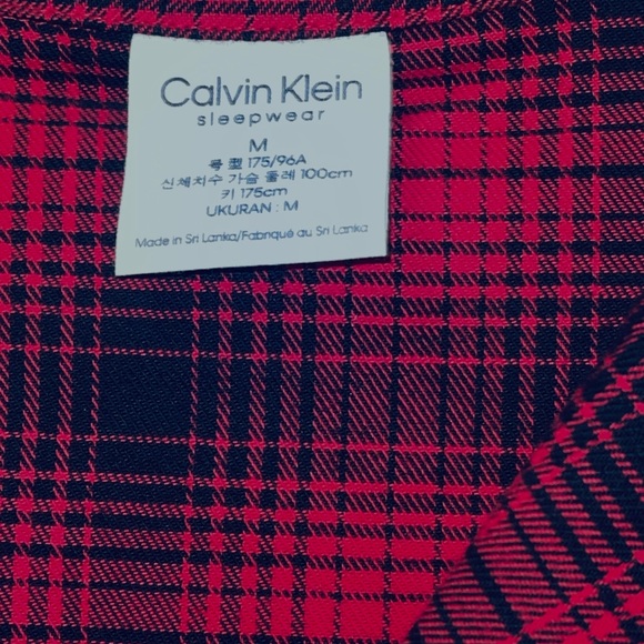 CALVIN KLEIN SLEEPWEAR  MEN’S COTTON JACKET SHADOW PLAID_EXACT RED LONG SLEEVE M - Picture 8 of 11